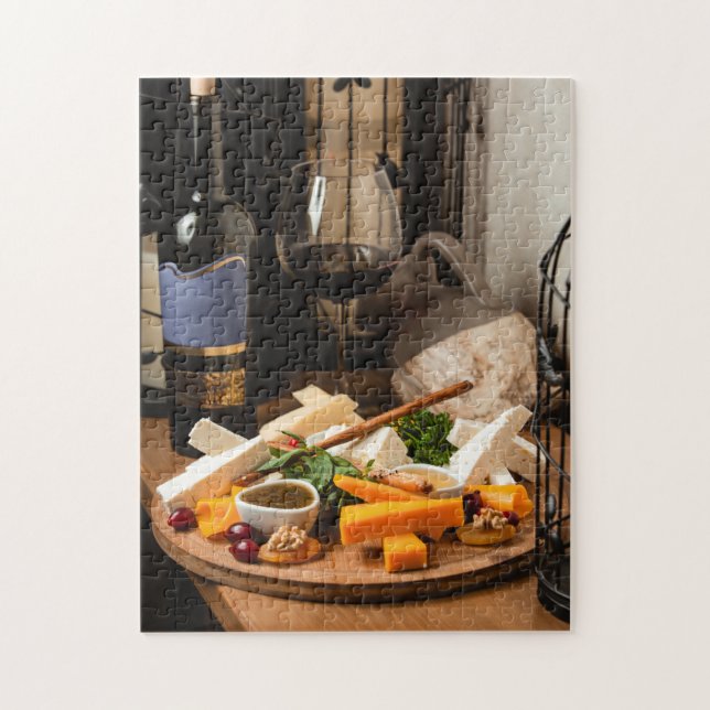 Puzzle Plateau de fromage de vin rustique Nourriture savo (Vertical)
