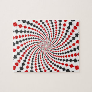 Puzzle: Playing Card Suits: Spiral Pattern Jigsaw Puzzle