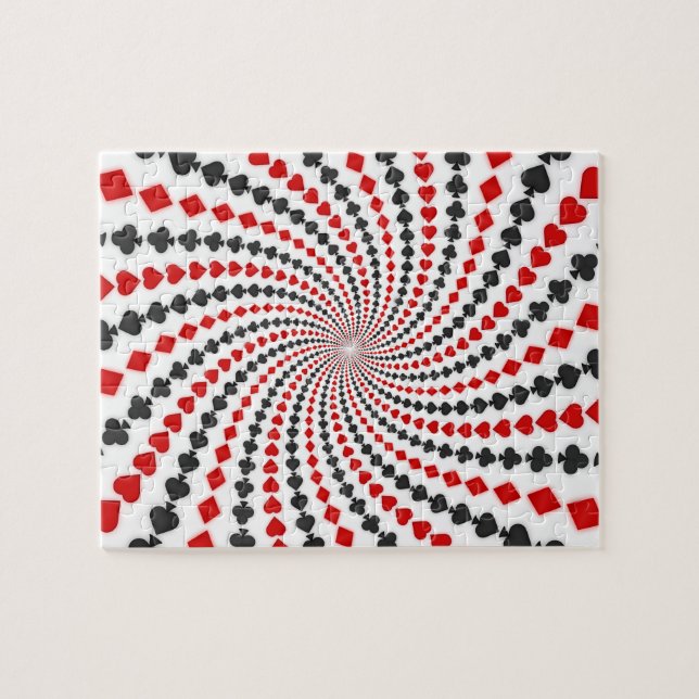 Puzzle: Playing Card Suits: Spiral Pattern Jigsaw Puzzle (Horizontal)