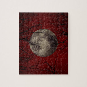Puzzle Pleine lune gothique avec des arbres de hantise