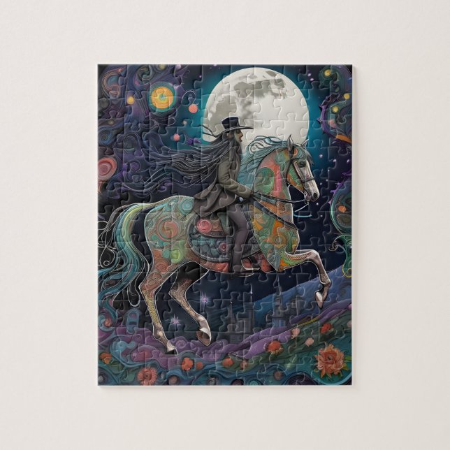 Puzzle Pleine lune Halloween Horseback Rider (Vertical)