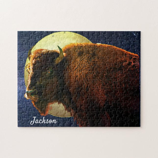 Puzzle Pleine lune, Starry Sky & Buffalo Bull (Horizontal)