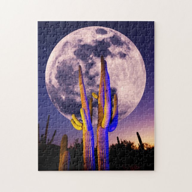 Puzzle Pleine lune sur Saguaro Cactus (Vertical)