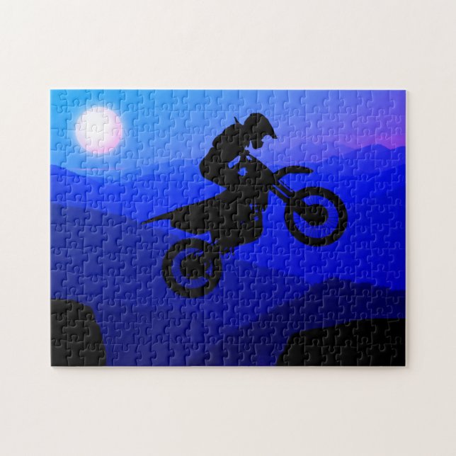 Puzzle Pleine lune Vélo Dirt Voyage de nuit Motocross (Horizontal)