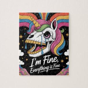 Puzzle Pleurer Unicorne Crâne Im fin Tout va bien