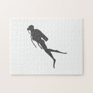 Puzzle Plongeur à voile silhouette noire