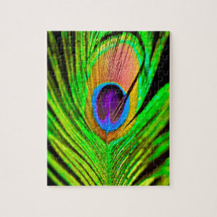 Puzzle Plume de paon aux couleurs néon