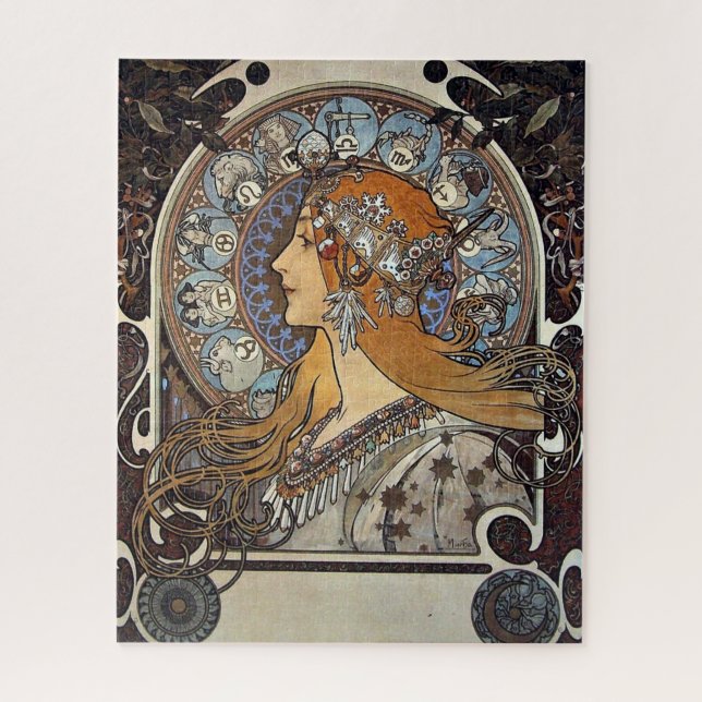 Puzzle Plume Zodiac Woman par Alphonse Mucha - Art Nouvea (Vertical)