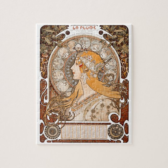 Puzzle Plume Zodiac Woman par Alphonse Mucha - Art Nouvea (Vertical)
