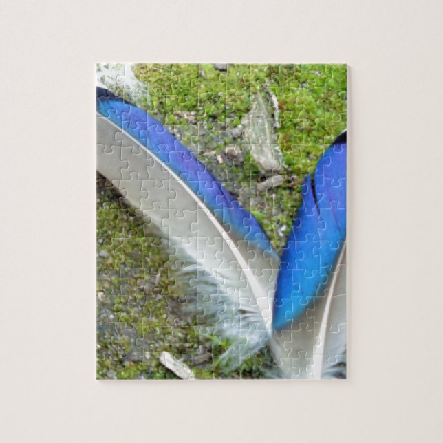 Puzzle Plumes de canard bleu blanc, animal, oiseau (Vertical)