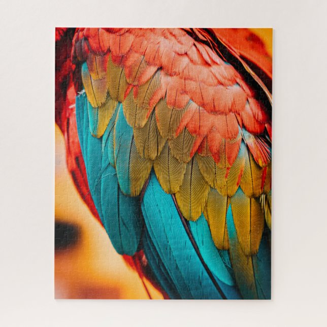Puzzle Plumes de perroquet de Macaw proches (Vertical)