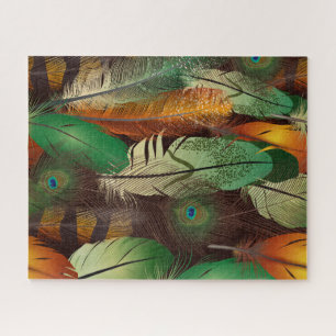 Puzzle Plumes réalistes amusantes design motif coloré