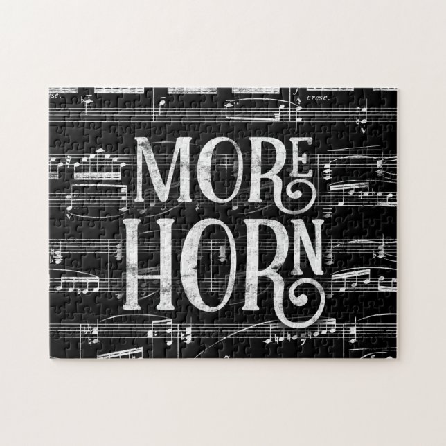 Puzzle Plus Horn Chalkboard - Black White Music (Horizontal)