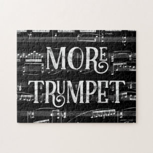 Puzzle Plus Trumpet Chalkboard - Black White Music
