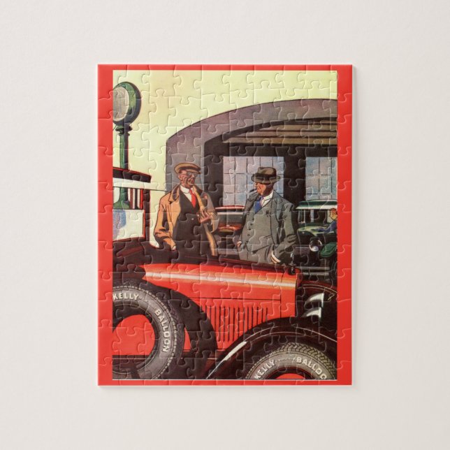 Puzzle Pneu Kelly-Springfield 1927 et deux hommes avec ci (Vertical)