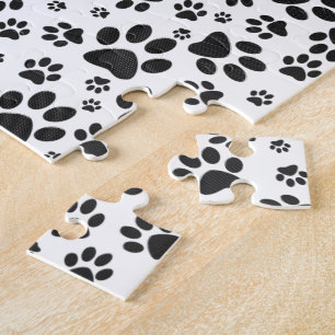 Puzzle Poches de chien noir et blanc Polka Dot Jigsaw Puz