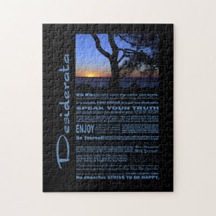 Puzzle Poème de Desiderata, bel arbre du coucher de solei