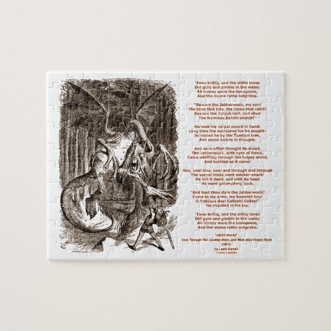 Puzzle Poème de Jabberwocky par Lewis Carroll (Horizontal)