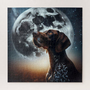 Puzzle Pointeur à cheveux court allemand Sky Moon bleu nu