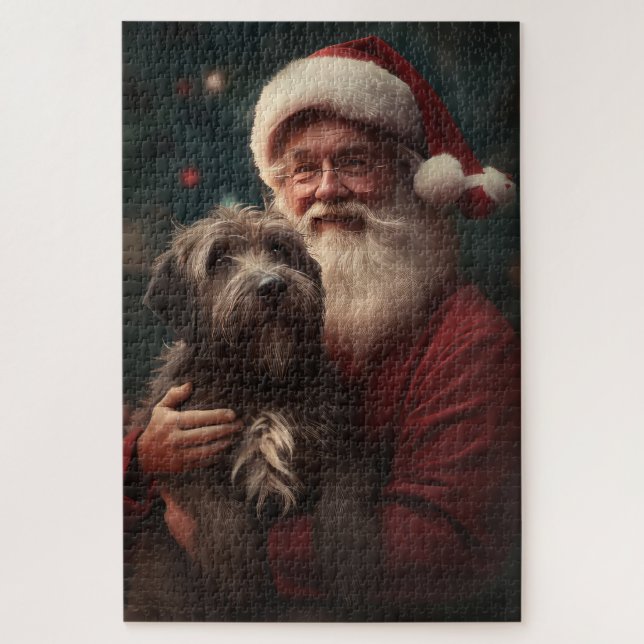 Puzzle Pointeur à poils durs Griffon Noël du Père Noël (Vertical)