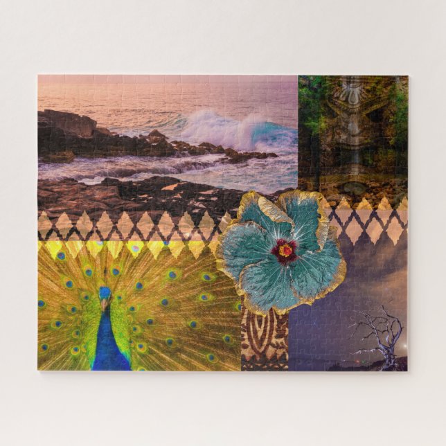 Puzzle Poipu Sunrise, Kauai Hawaiian Collage (Horizontal)
