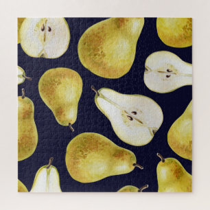 Puzzle Poire mûre, arrière - plan noir, jardin