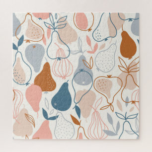 Puzzle Poire scandinave Imprimer : Motif de fruits Vintag