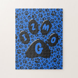 Puzzle Pois de chien noir et blanc Pointe Polka sur le bl