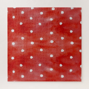 Puzzle Pois rouge, aquarelle motif sans couture.