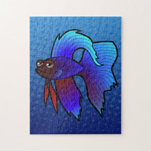 Puzzle Poisson combattant de dessin animé / Poisson comba