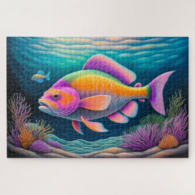Puzzle Poisson de calcaire coloré (Horizontal)