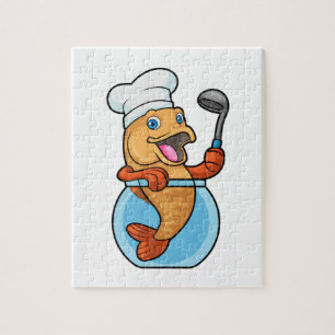 Puzzle Poisson en verre comme cuire avec cuillère à soupe