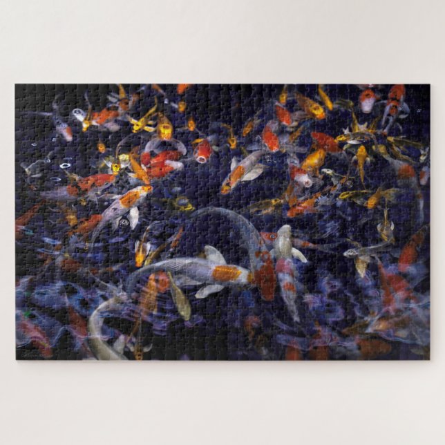 PUZZLE POISSON KOI EN FLEURS (Horizontal)
