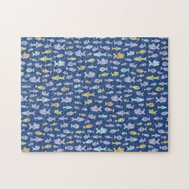 Puzzle Poisson Nage Cute Motif nautique Difficile (Horizontal)