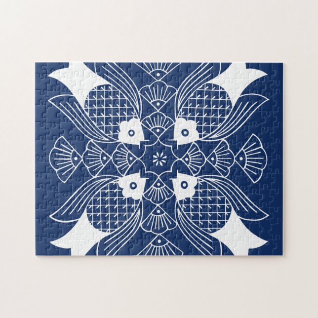 Puzzle Poisson sous-marin avec Arrière - plan bleu (Horizontal)