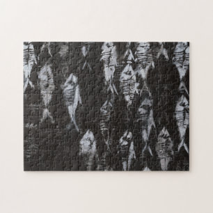 Puzzle Poissons blancs fossiles sur l'arrière - plan noir