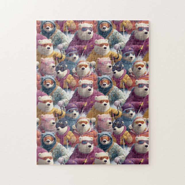 Puzzle Polar Bears In Designer Ski Wear (Vertical)