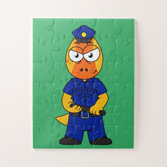 Puzzle Police de Pachycéphalosaure. (Vertical)