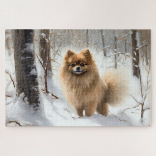 Puzzle Poméranienne Laisser Neige Noël