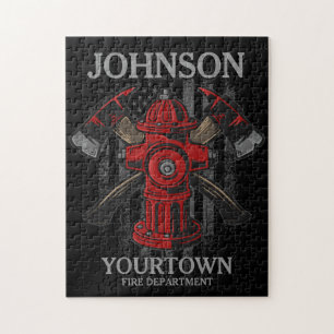 Puzzle Pompier NOM Fire Department Hydrant USA Drapeau