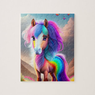 Puzzle Poney Coloré Avec Des Couleurs Arc-En-Ciel, Poney
