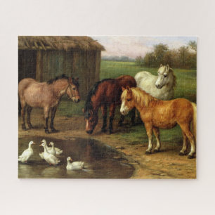 Puzzle Ponies vintages Et Canards Animaux De Ferme Jigsaw