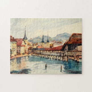 Puzzle Pont antique vintage de chapelle de luzerne de la