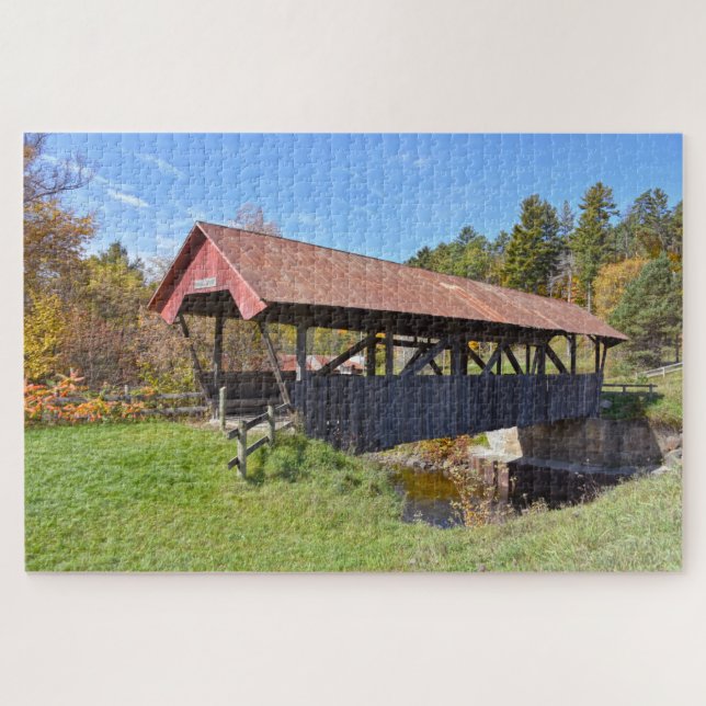 Puzzle Pont couvert au hasard, affiche du Vermont (Horizontal)