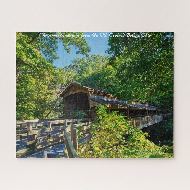Puzzle Pont couvert Ohio.voeux de Noël (Horizontal)