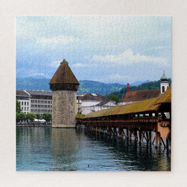Puzzle Pont de la Chapelle - Mont Pilatus - Luzern Suisse (Vertical)