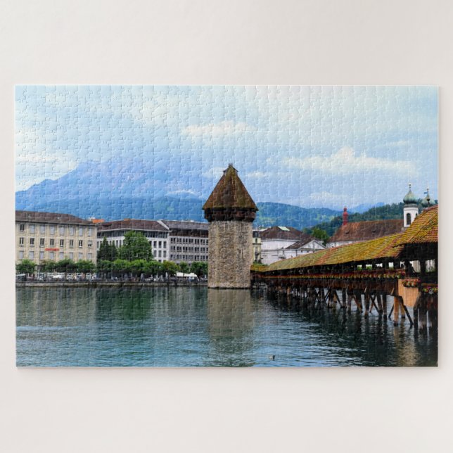 Puzzle Pont de la Chapelle - Mont Pilatus - Luzern Suisse (Horizontal)