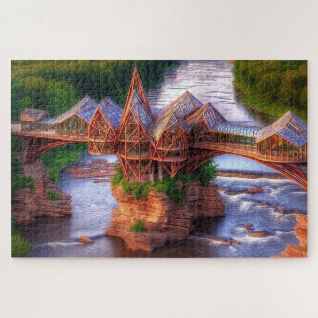 Puzzle Pont de verre au-dessus de la rivière Challenging (Horizontal)