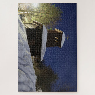 Puzzle "Pont d'hiver sous les étoiles - Paysage nocturne 