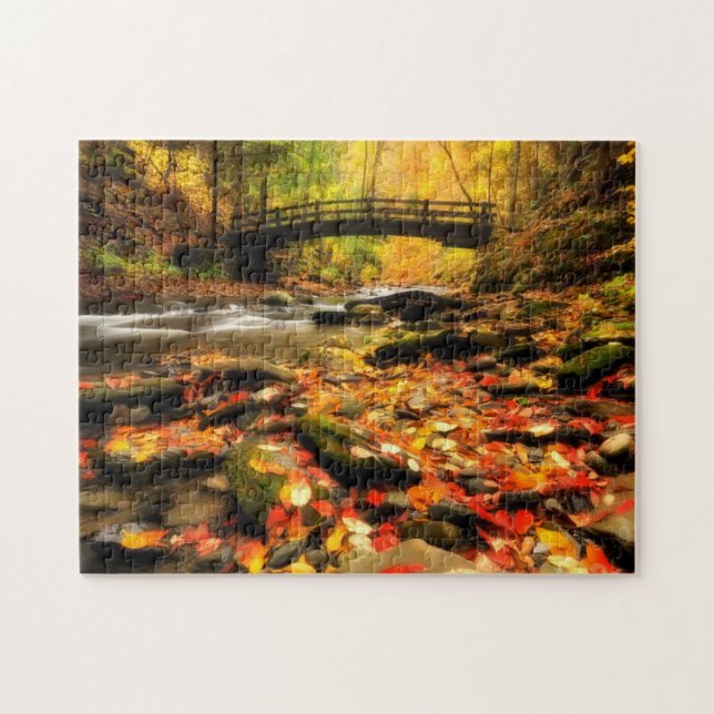 Puzzle Pont en bois et crique dans l'automne (Horizontal)